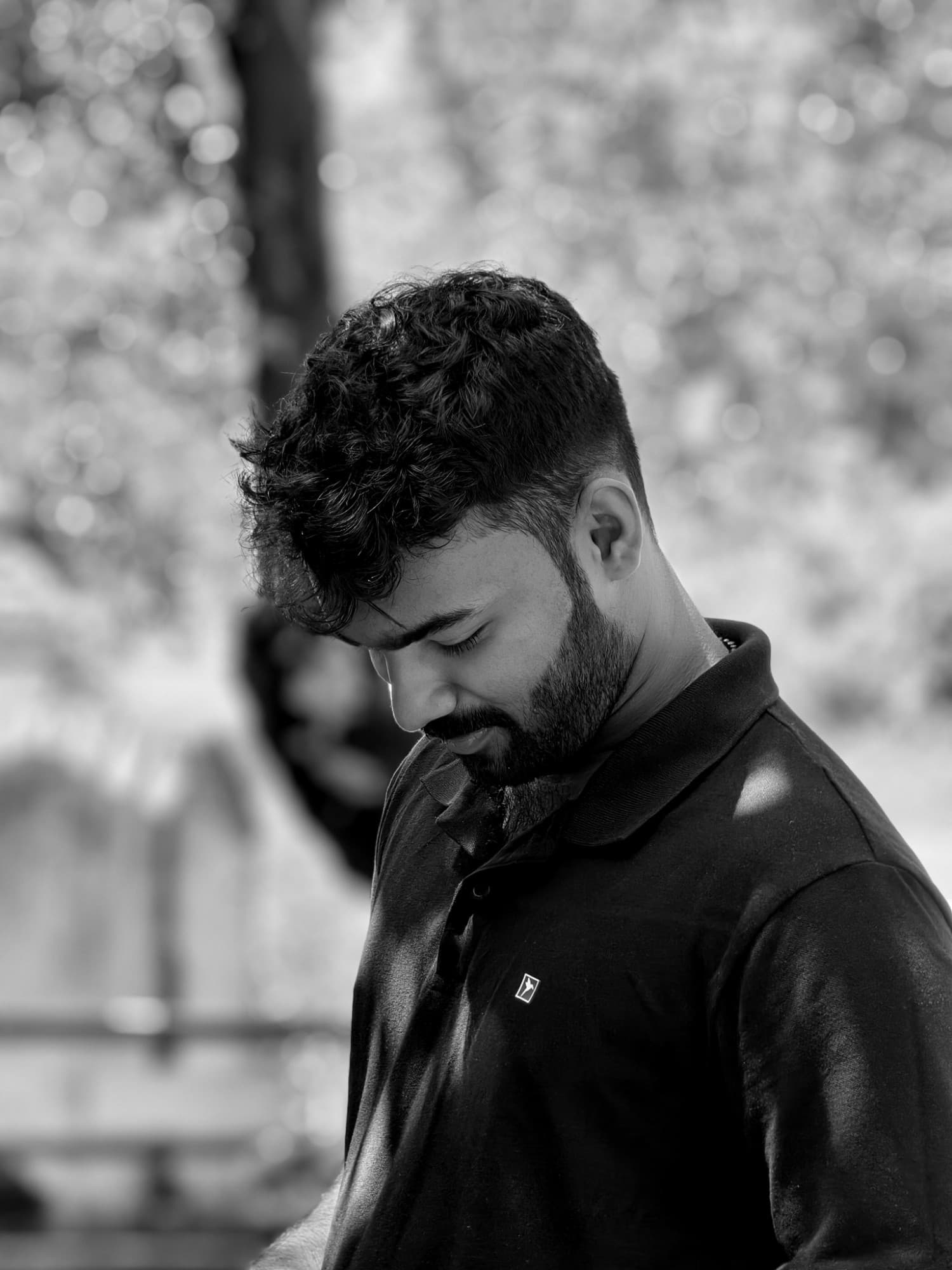 Black-and-white portrait of Joel
